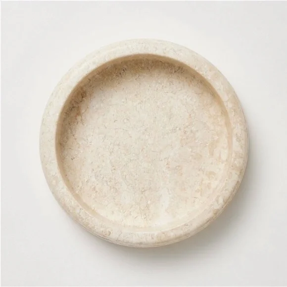 Threshold w/ Studio McGee ~ Marble Tray Beige - elegant round tabletop accent - Picture 3 of 7